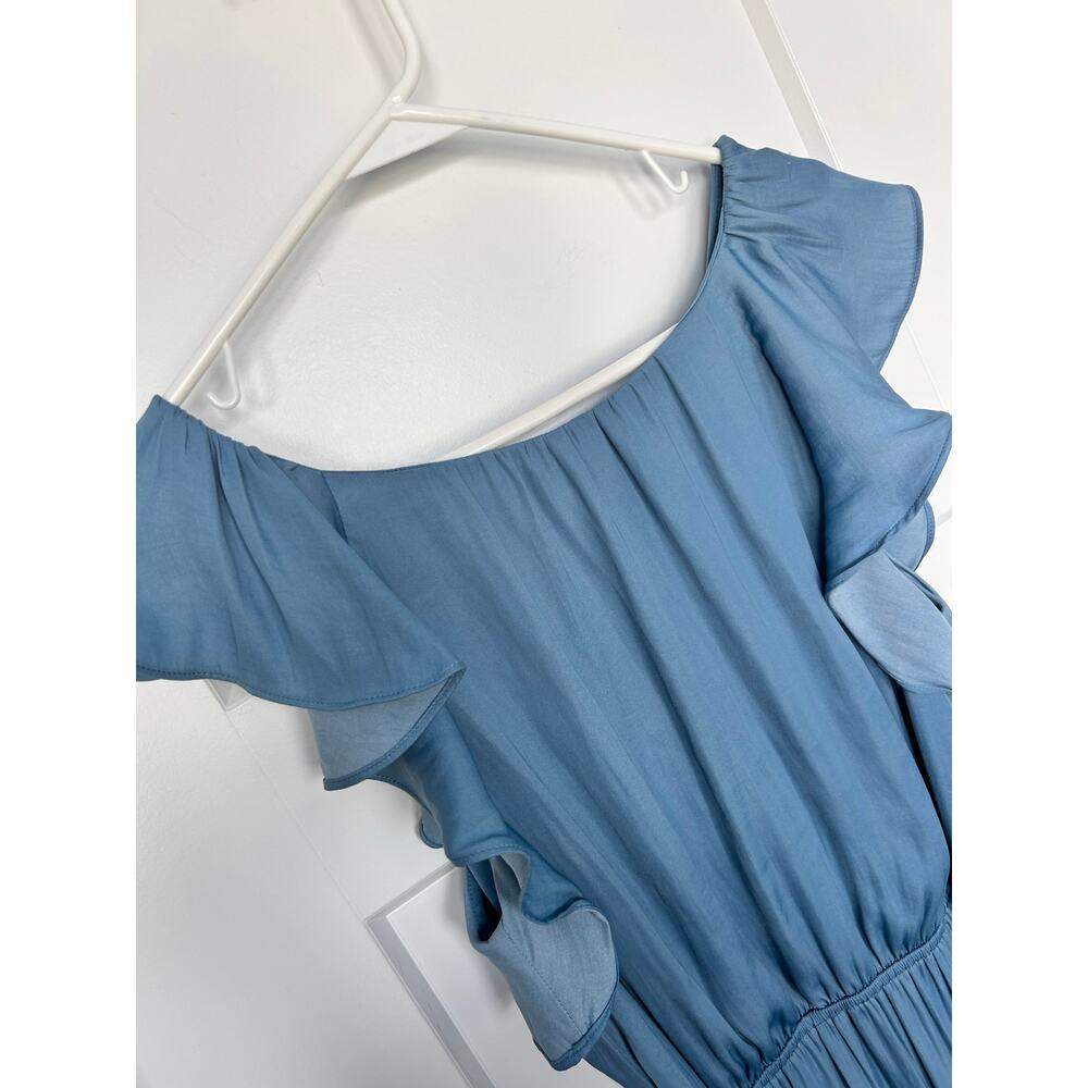 NWT Loft Women's Ruffle Tiered Midi Dress Flutter Sleeve Cornflower‎ Blue Small - Picture 6 of 13